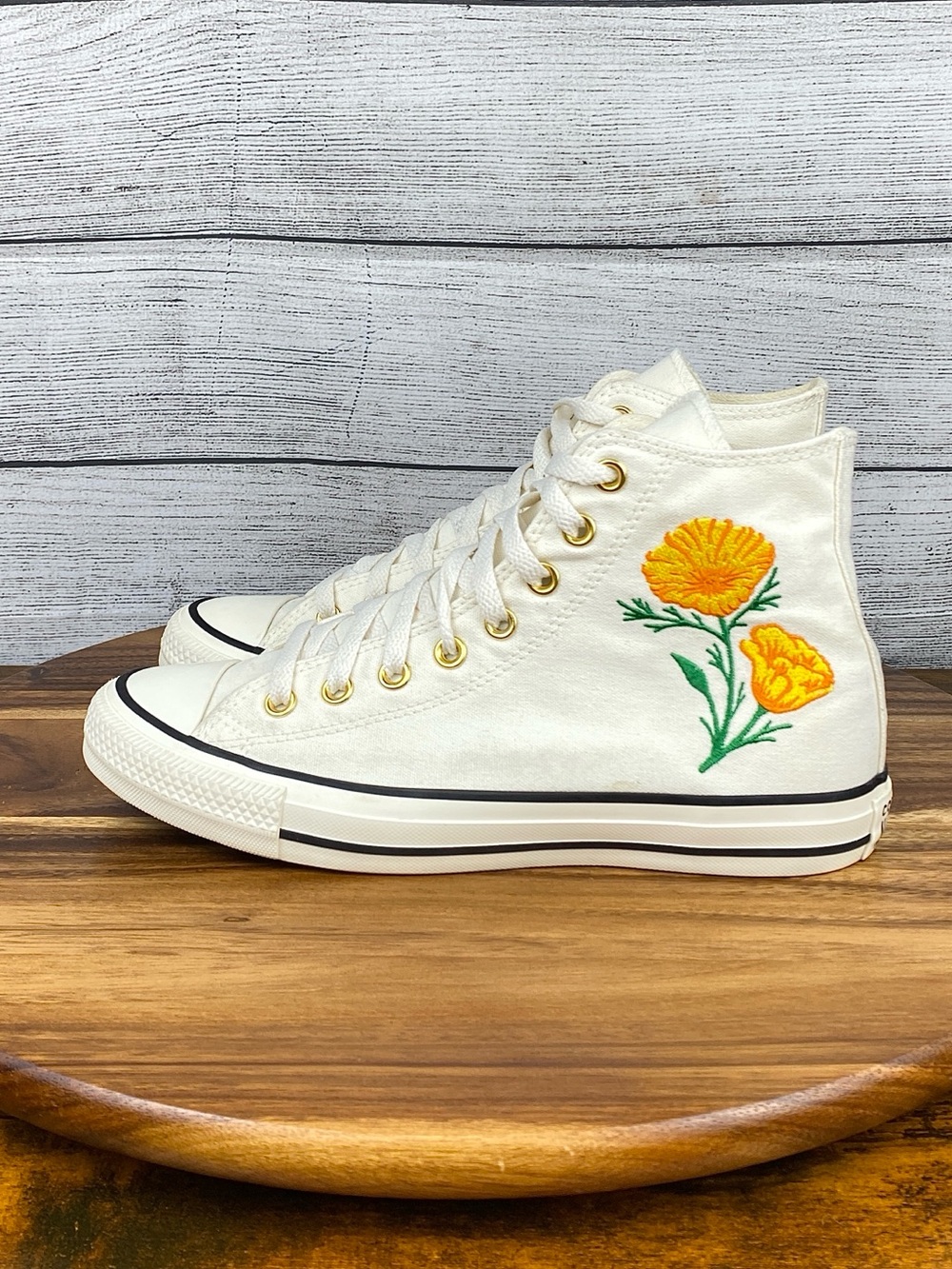 Converse Chuck Taylor All Star High Custom Floral Poppy Egret Shoes Women’s Sz 9